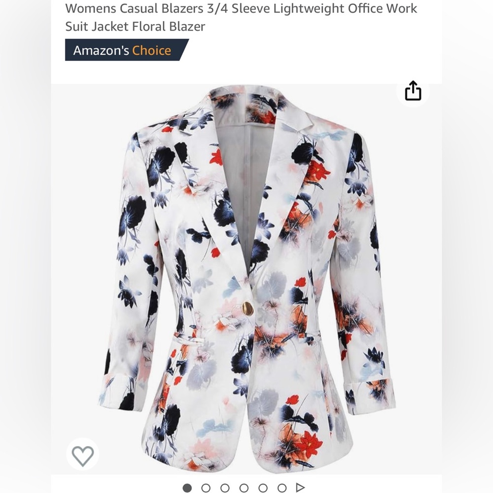 Womens Casual Blazers 3/4 Sleeve Lightweight Floral Blazer. Size XL